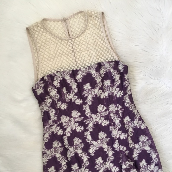 Nanette Lepore Purple Floral Lace Formal Midi Dress - Picture 2 of 8